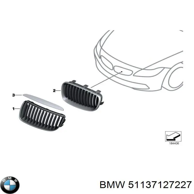 51137127227 BMW решетка радиатора левая