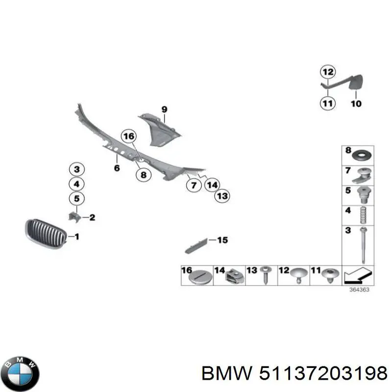 51137203198 BMW Решетка радиатора правая