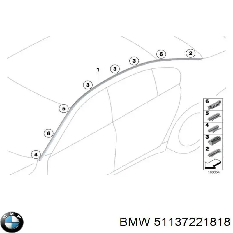 Молдинг крыши правый BMW 51137221818 цена, от 25.34 USD