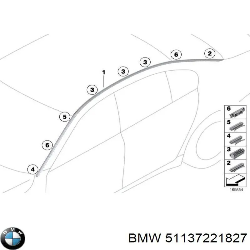 Молдинг крыши левый BMW 51137221827