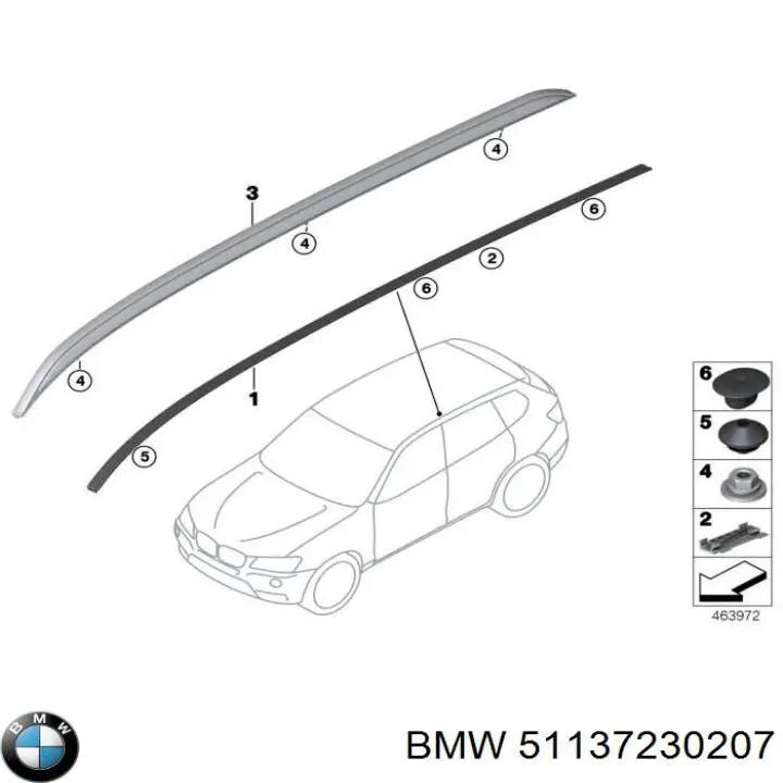 51137230207 BMW Рейлинг крыши левый