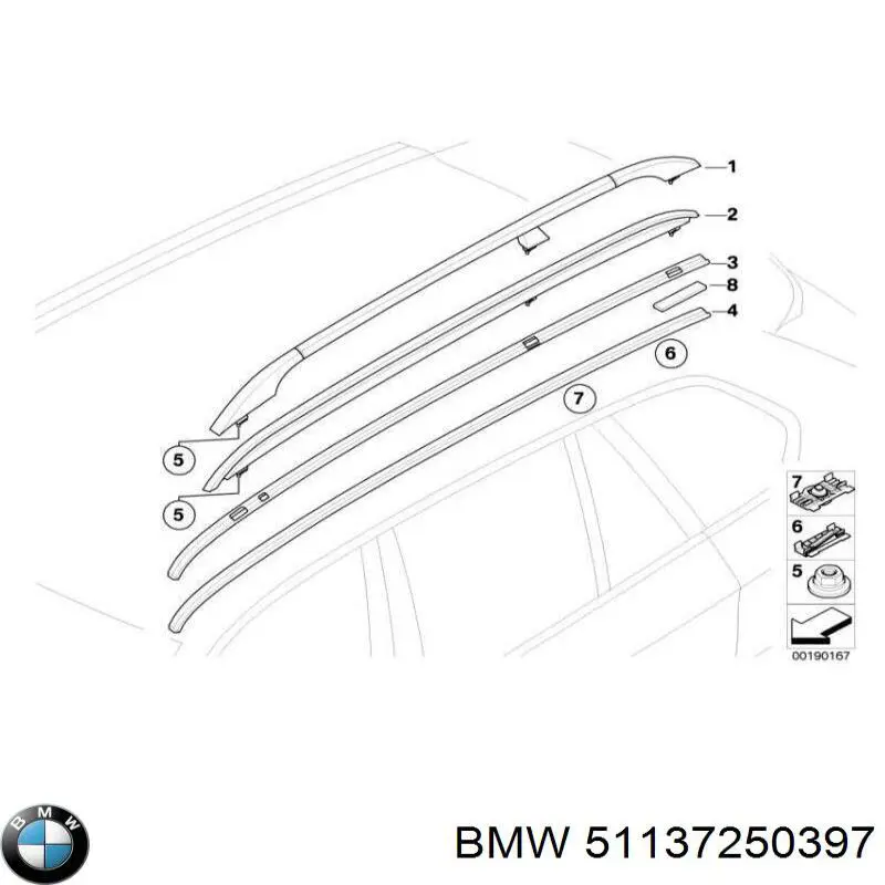 51137250397 BMW Накладка крыши левая