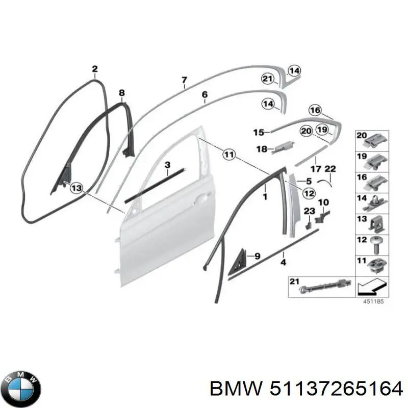 Молдинг лобового стекла правый 51137265164 BMW