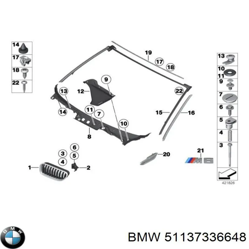 51137336648 BMW placa sobreposta do pára-lama dianteiro direito