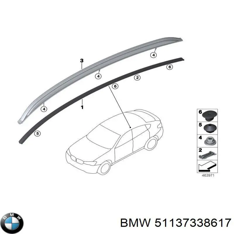51137338617 BMW Накладка крыши левая