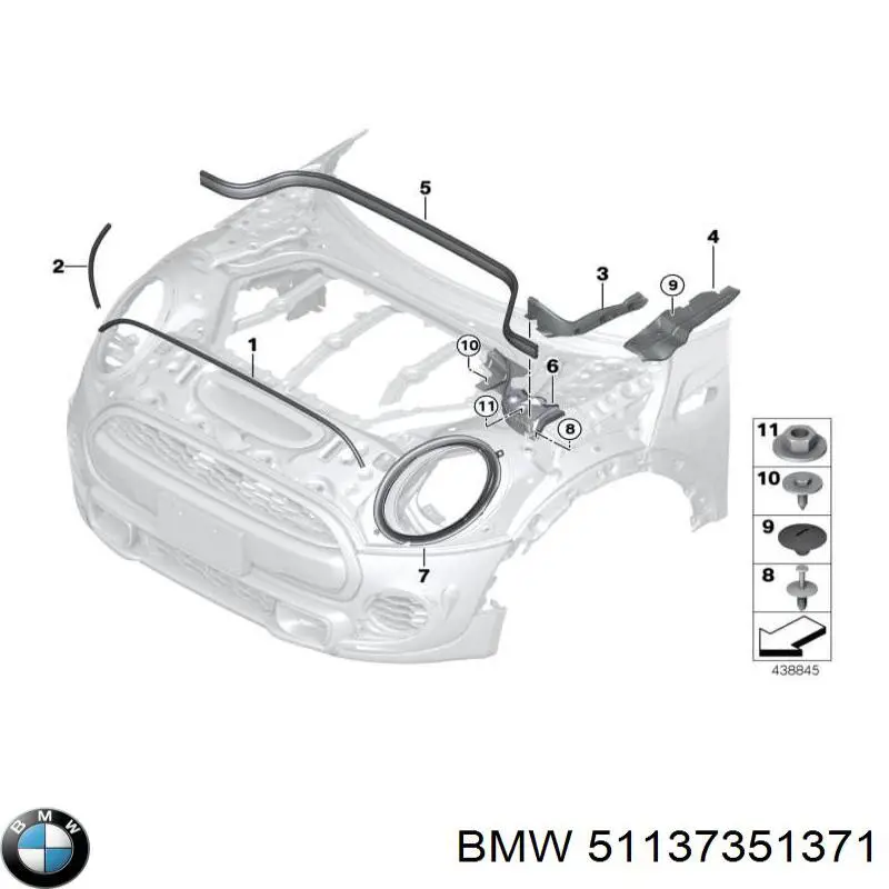 Купить 51137351371 BMW Рамка (облицовка) фары левой