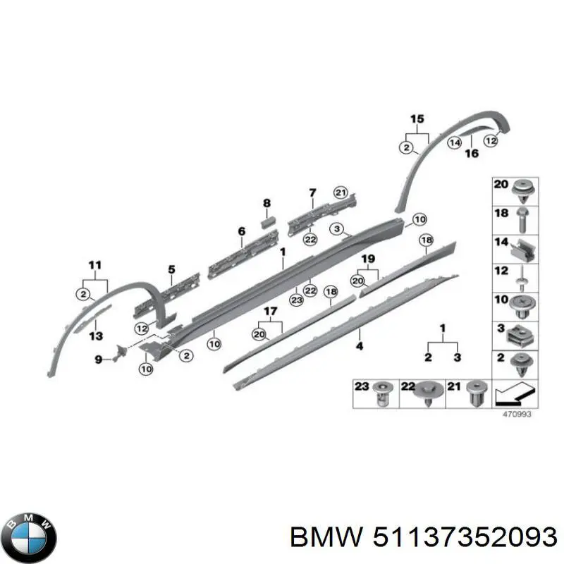 51137352093 BMW moldura do pára-choque traseiro