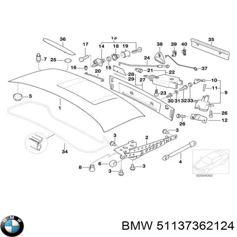 Купить 51137362124 BMW Ручка багажника