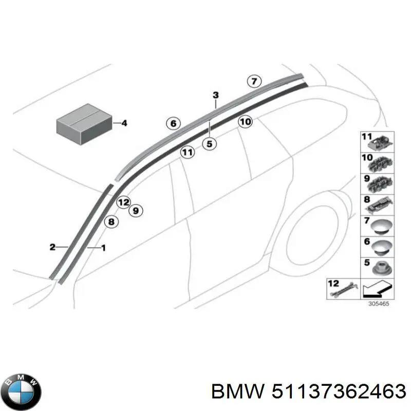 Молдинг крыши левый BMW 51137362463 цена, от 63.35 USD