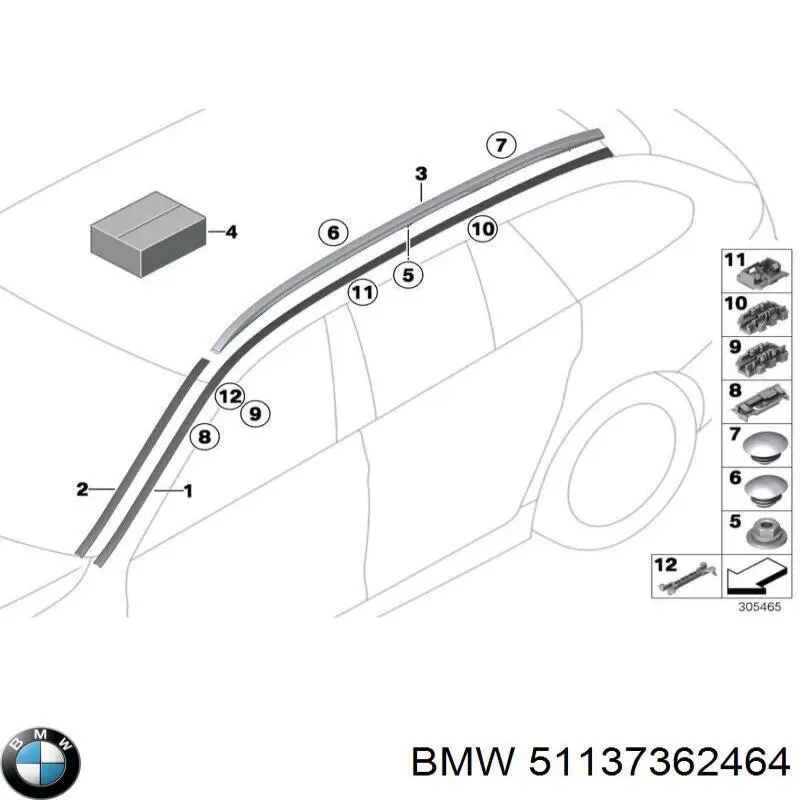 51137362464 BMW Накладка крыши правая