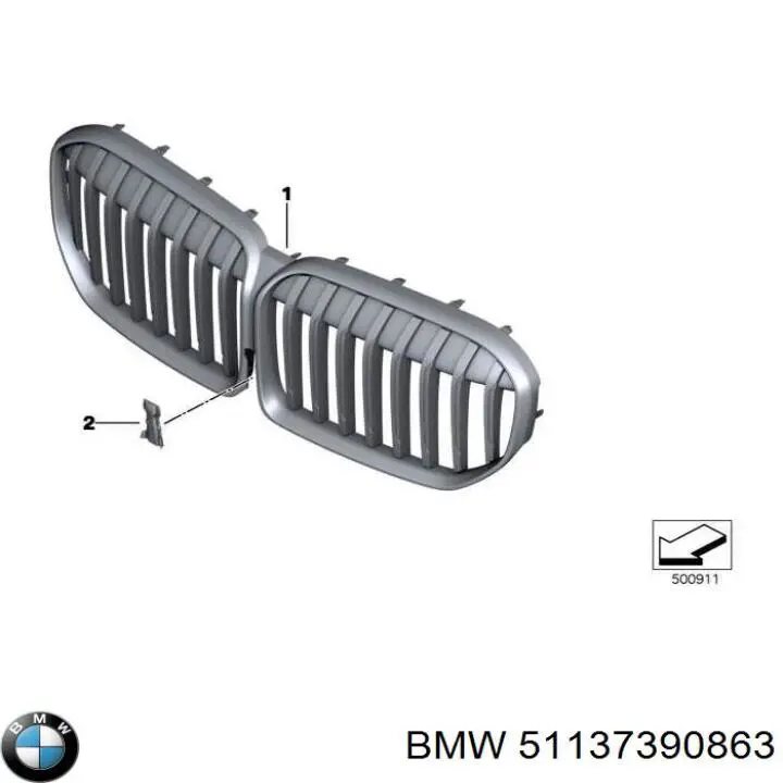 Grelha do radiador esquerda para BMW 5 (G30, F90)