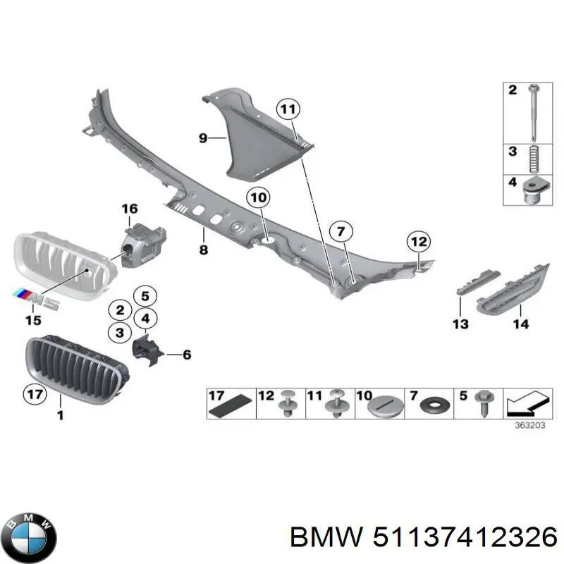 51137412326 BMW grelha do radiador direita