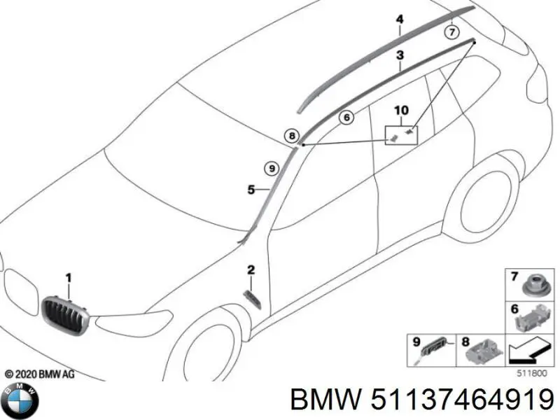 Решетка радиатора левая 51137464919 BMW