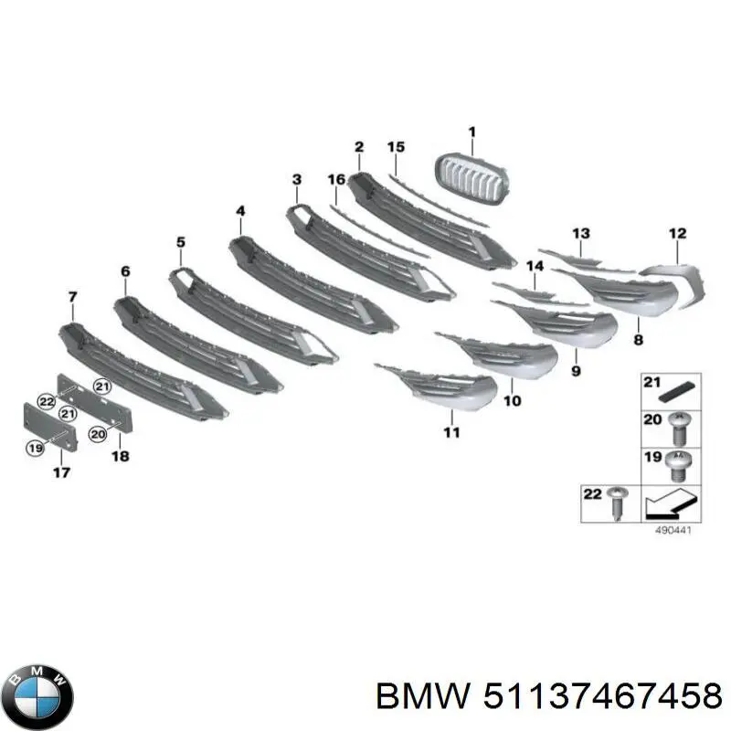 51135A3CE48 BMW Решетка радиатора правая