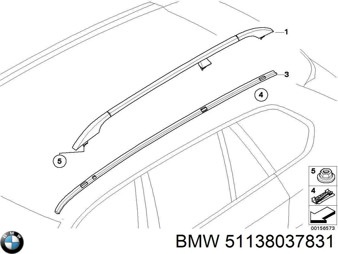 51138037831 BMW Рельса-рейлинг багажника левый