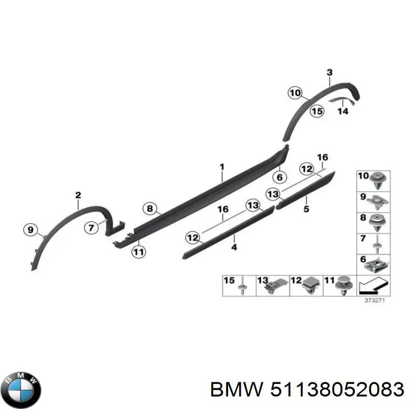 51138052083 BMW moldura da porta traseira esquerda