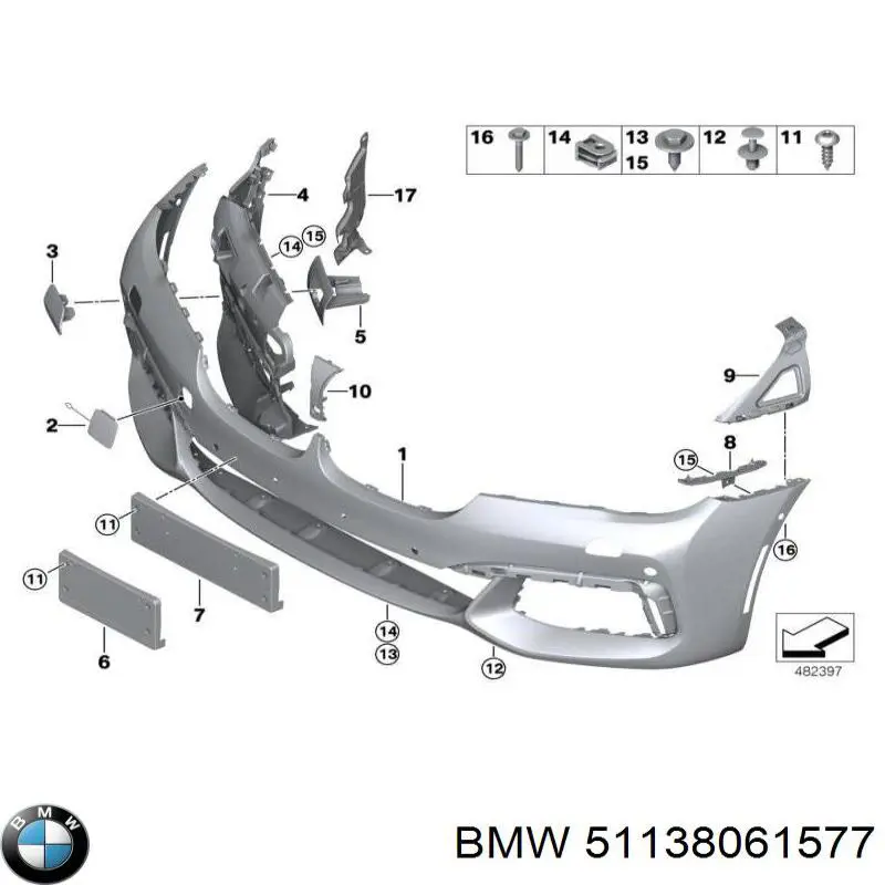 Панель крепления номерного знака переднего 51138061577 BMW