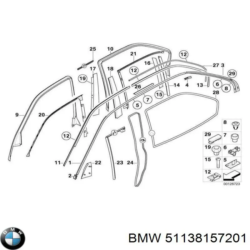 51138157201 BMW cápsula (prendedor de fixação do forro do pára-choque do pára-lama dianteiro)