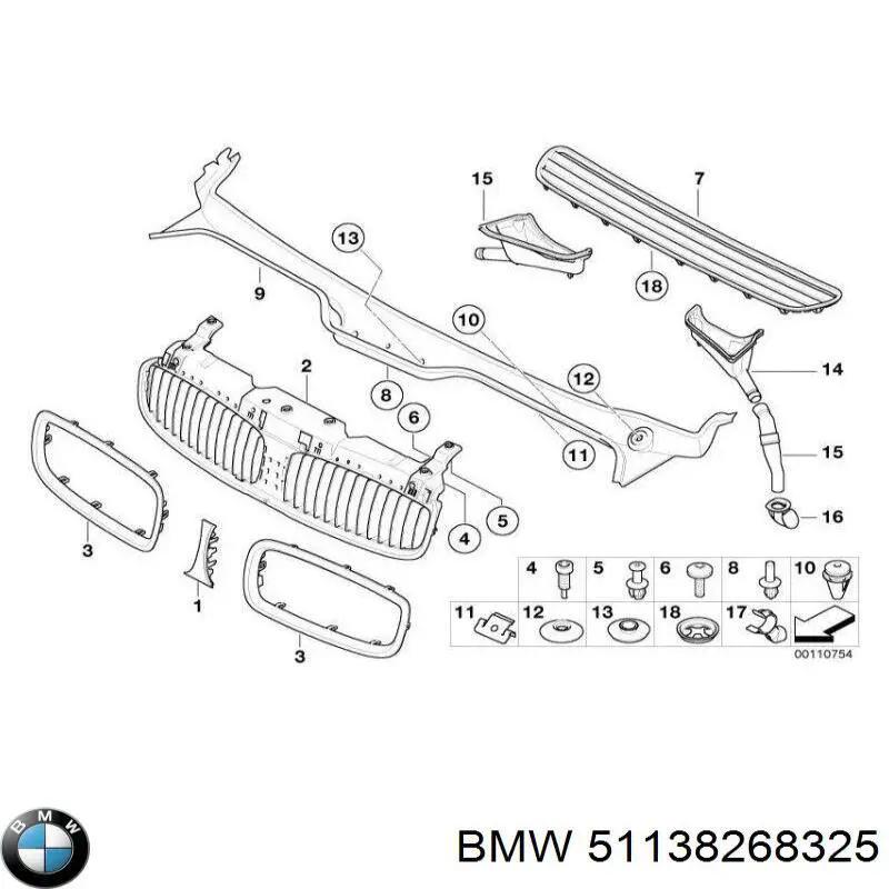 Решетка радиатора BMW 51138268325