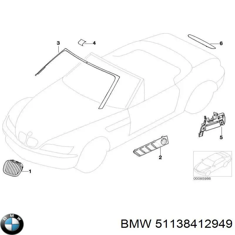 Купить 51138412949 BMW Решетка радиатора левая
