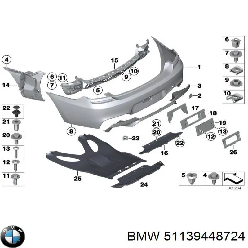 Панель крепления номерного знака, заднего BMW 51139448724 цена, от 1.27 USD