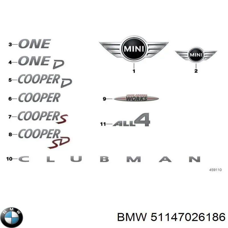 Эмблема крышки багажника (фирменный значок) BMW 51147026186