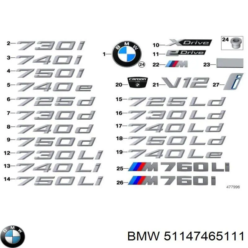 Эмблема капота 51147465111 BMW