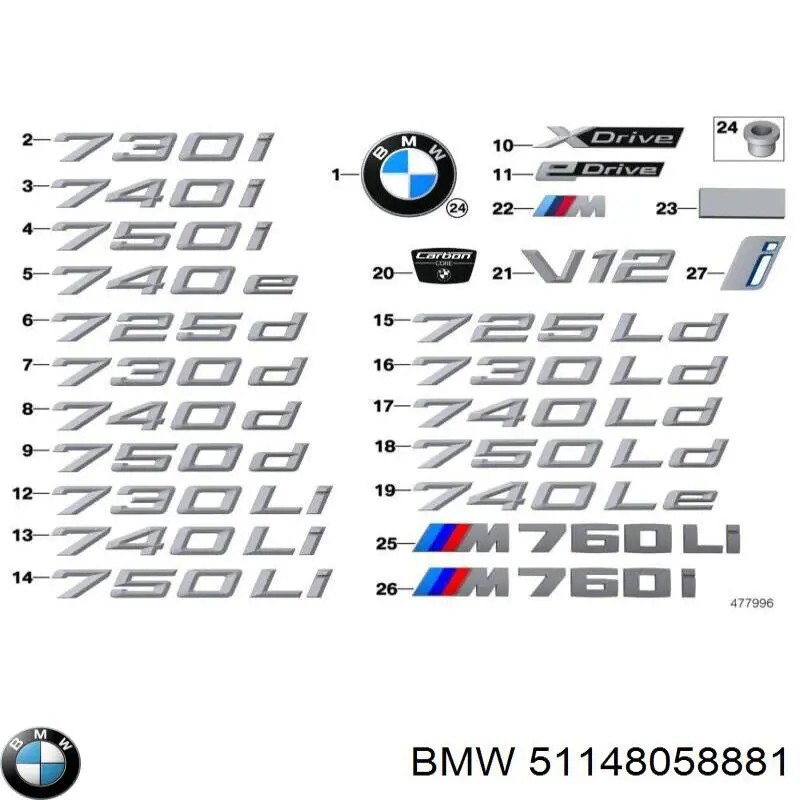Фирменный значек капота BMW 51148058881