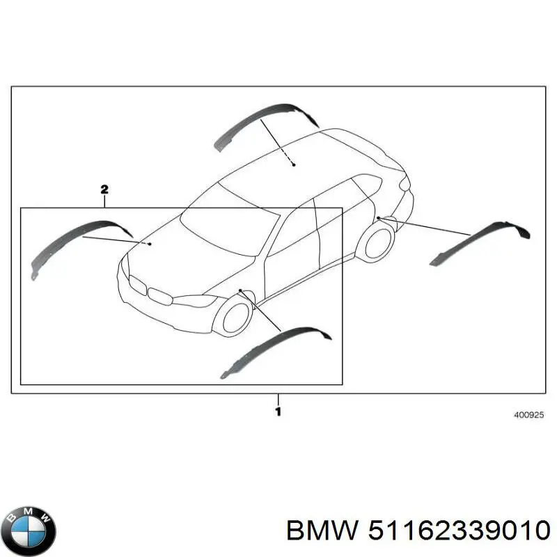 Молдинг-расширитель арки колеса, комплект BMW 51162339010