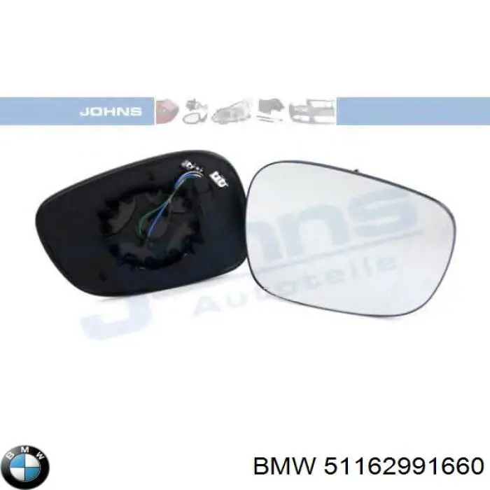 51162991660 BMW зеркальный элемент зеркала заднего вида правого