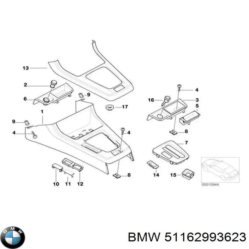 51162993623 BMW консоль панели управления центральная