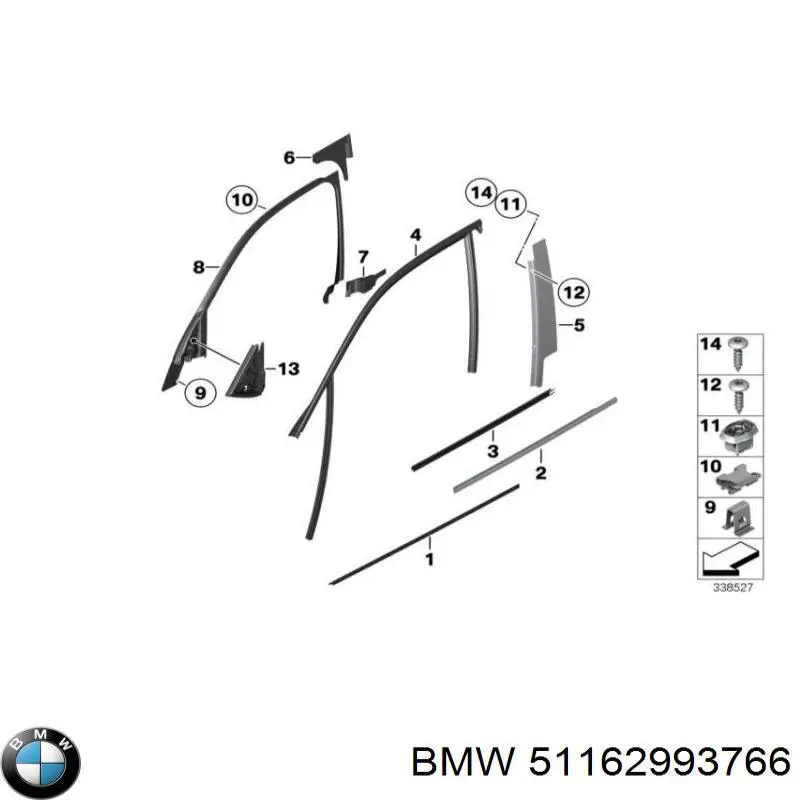 Корпус зеркала заднего вида правого BMW 51162993766