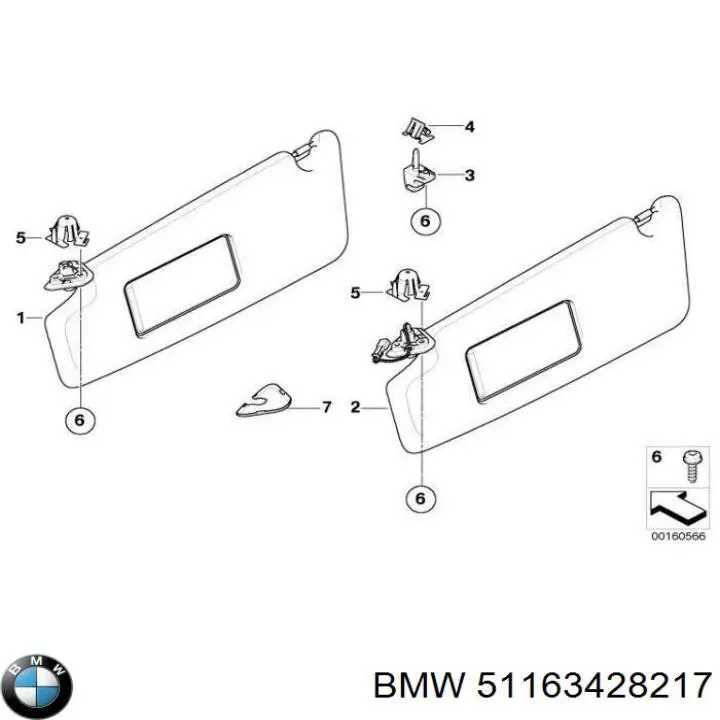 Козырек солнцезащитный 51163428213 BMW