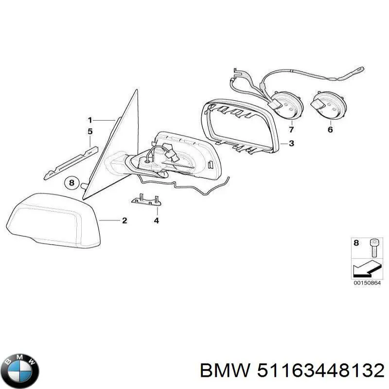 Наружное зеркало правое BMW 51163448132 цена, от 50.84 USD