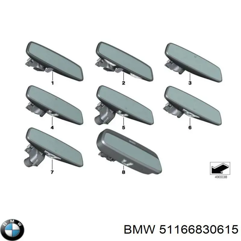 51166830615 BMW Зеркало заднего вида в салоне