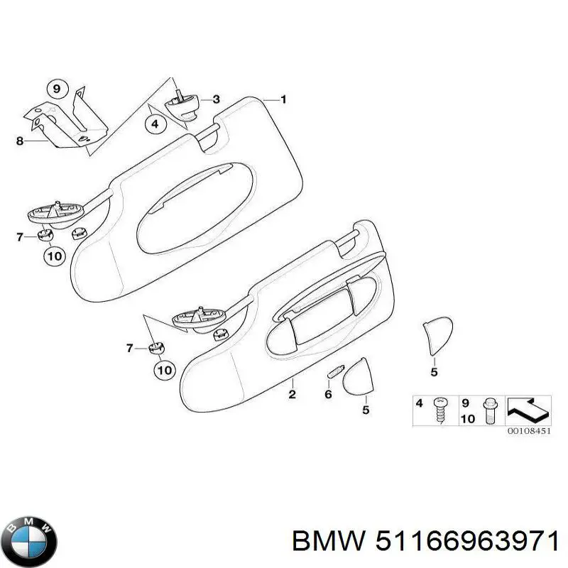 Козырек солнцезащитный автомобиля BMW 51166963971 цена, от 127.58 USD