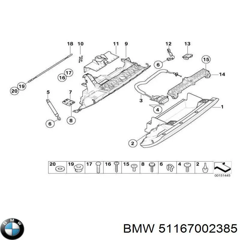 51167002385 BMW Амортизатор крышки бардачка