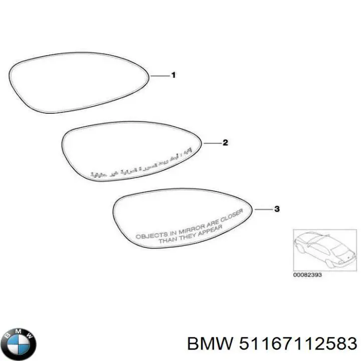 51167112583 BMW Зеркальный элемент левого зеркала заднего вида