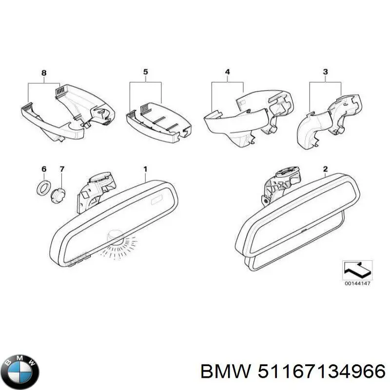 51167134966 BMW Зеркало заднего вида правое