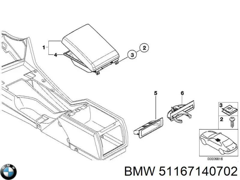 51167140702 BMW caixa de console central (descanso de braço)