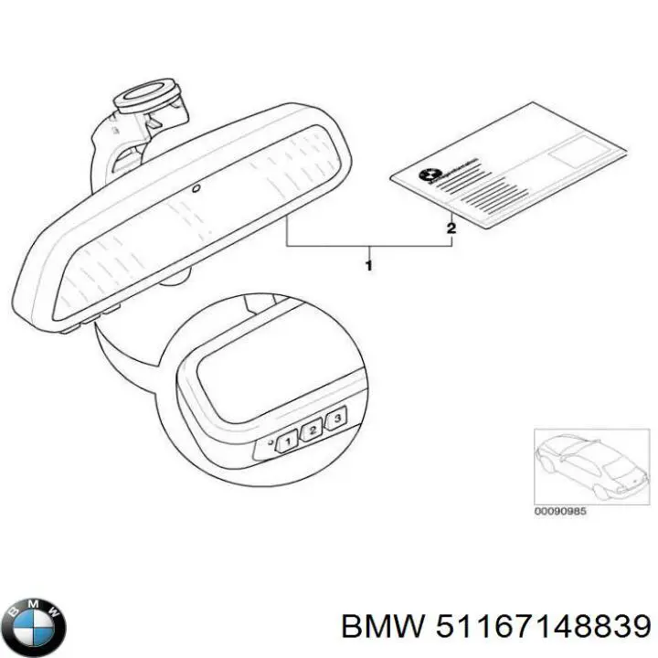 51169151852 BMW Зеркало заднего вида в салоне