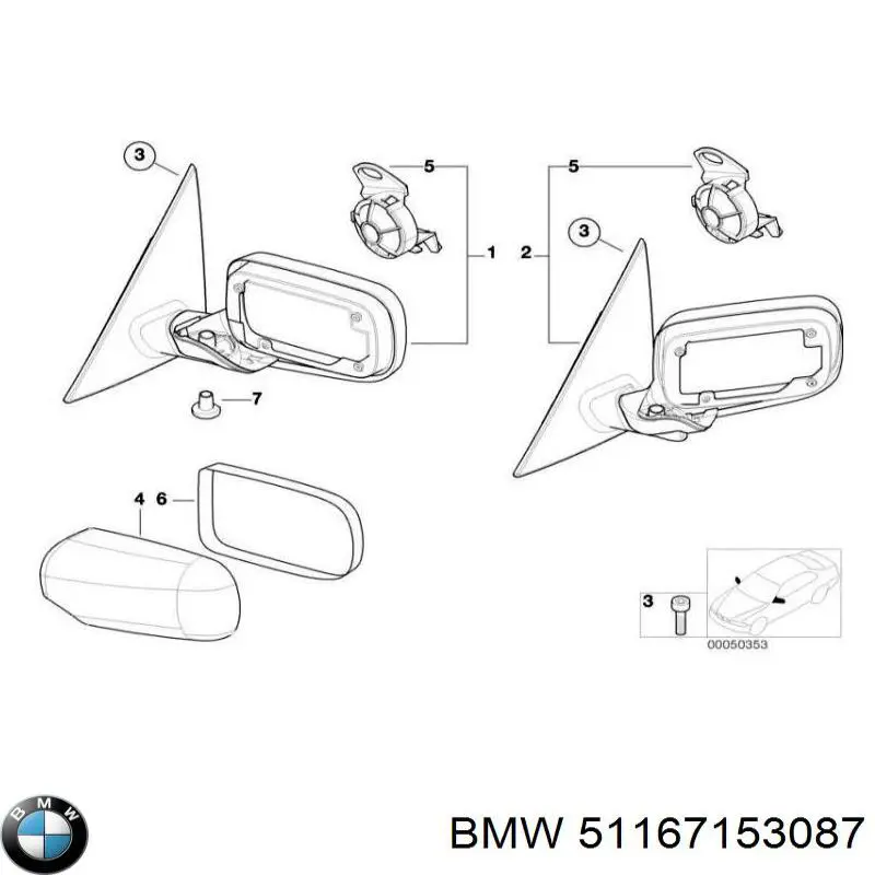 Купить 51167003437 BMW Наружное зеркало левое
