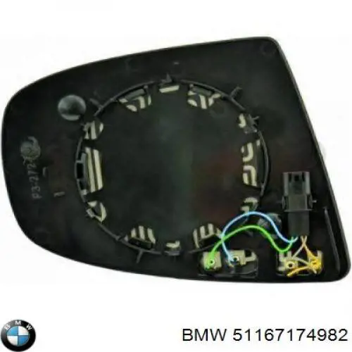 Зеркальный элемент зеркала заднего вида правого BMW 51167174982