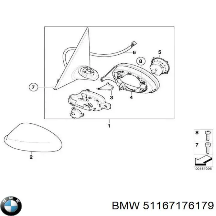 Зеркало заднего вида, левое BMW 51167282631 цена, от 101.55 USD