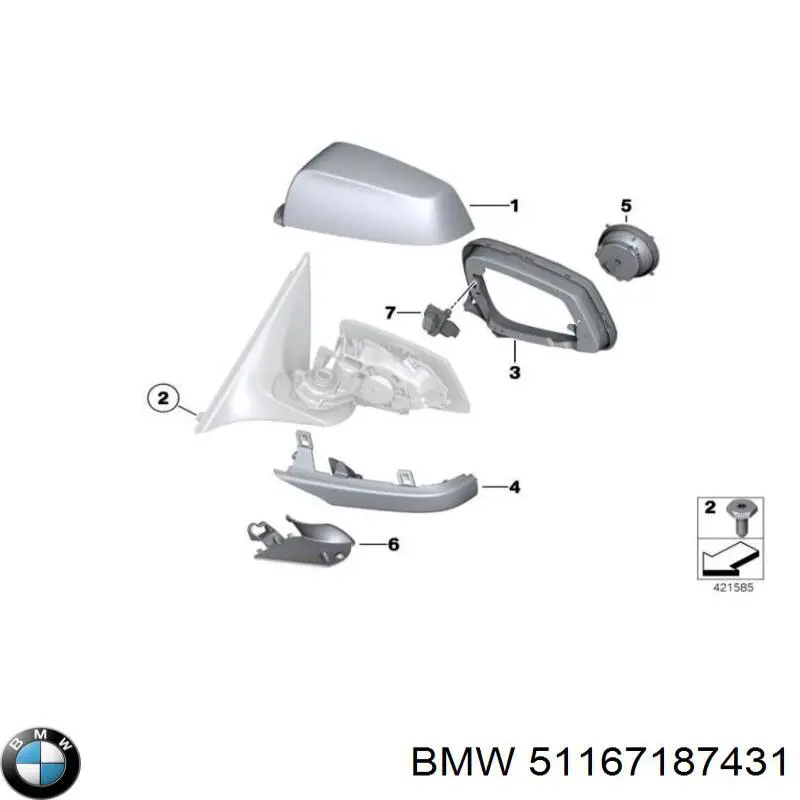 Placa sobreposta (tampa) do espelho de retrovisão esquerdo para BMW 7 (F01, F02, F03, F04)