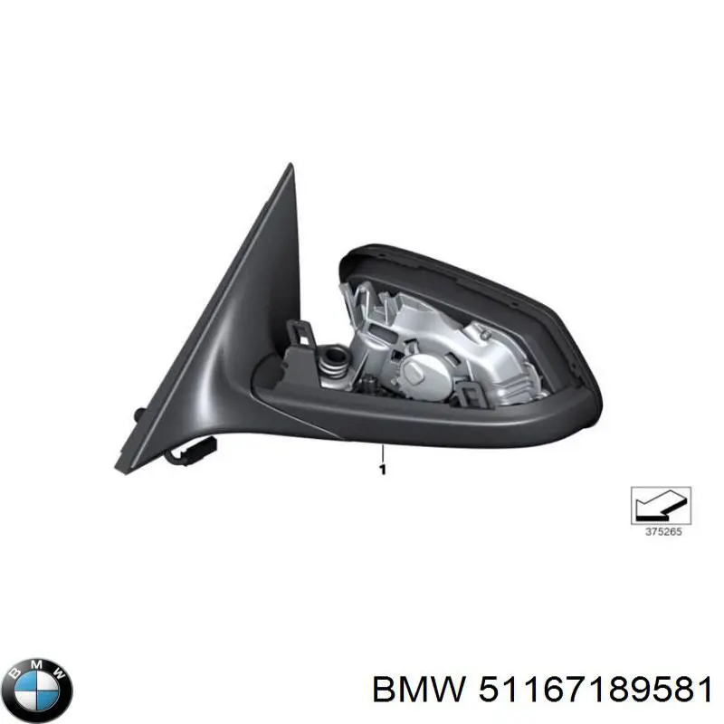 51167189581 BMW espelho de retrovisão esquerdo