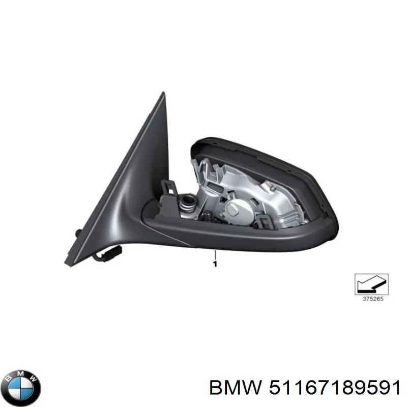 51167189591 BMW caixa do espelho de retrovisão esquerdo