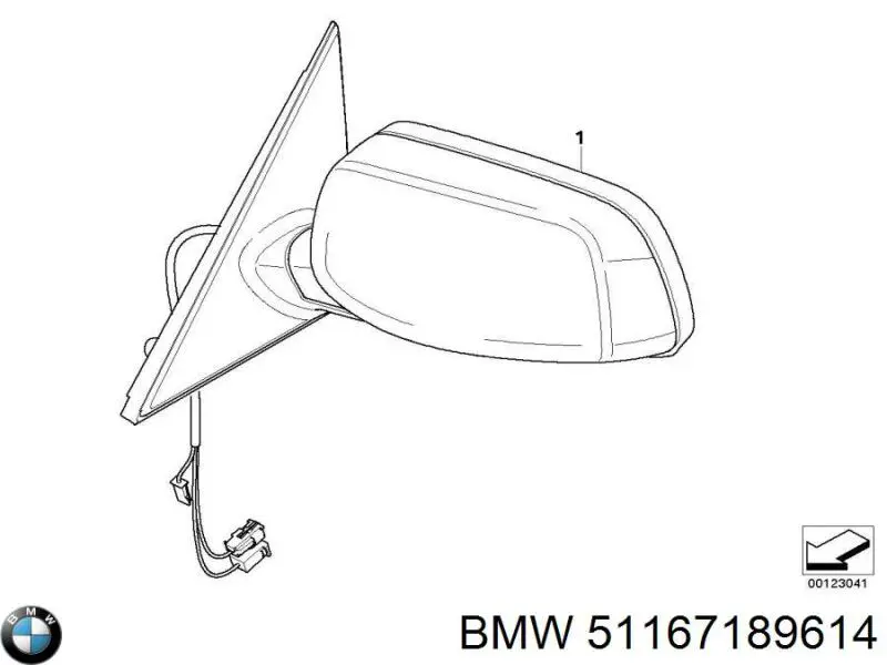 Правое боковое зеркало 51167168346 BMW