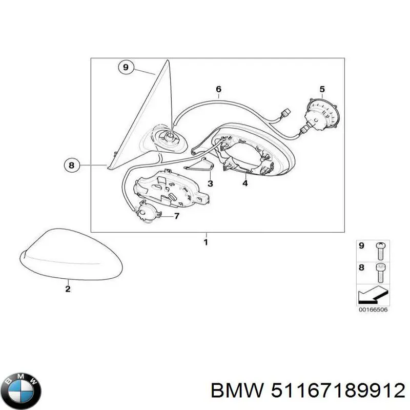 Наружное зеркало правое BMW 51167189912 цена, от 527.04 USD
