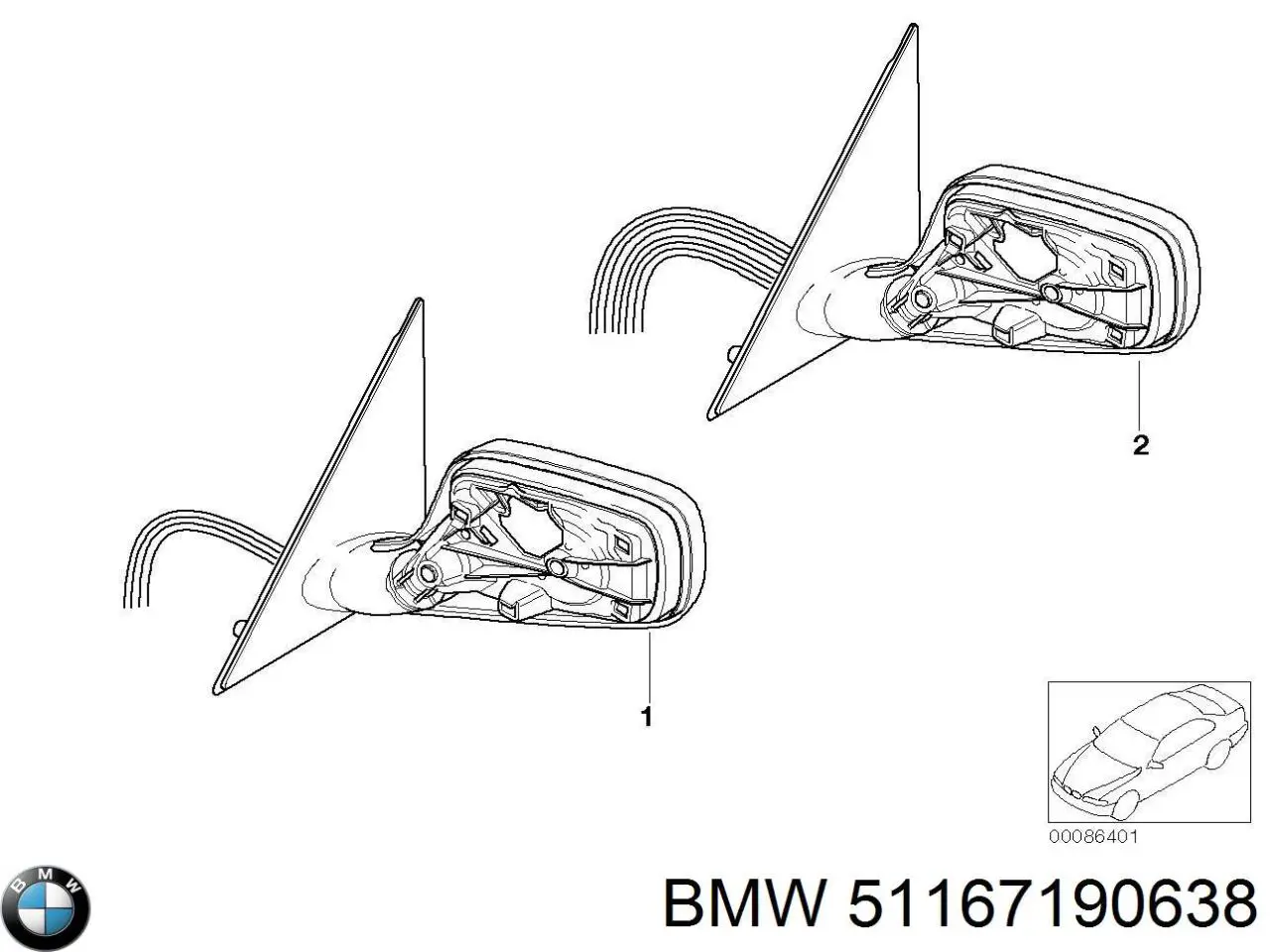 51167190638 BMW Зеркало заднего вида правое